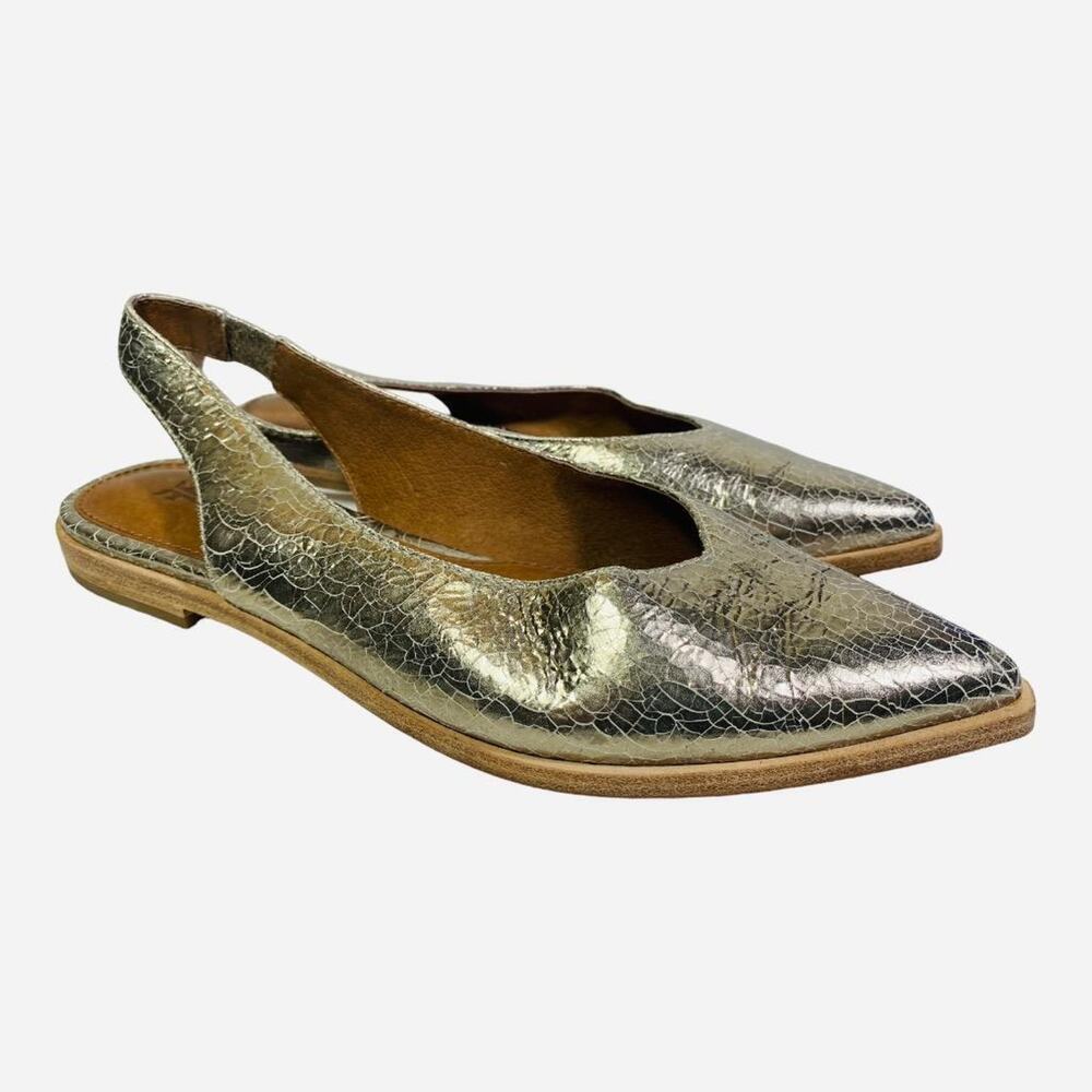 Frye Kenzie Gold Slingback Flat Women size 6